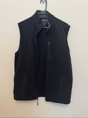 Izod Black Men's Fleece Vest with Zip Chest Pocket
